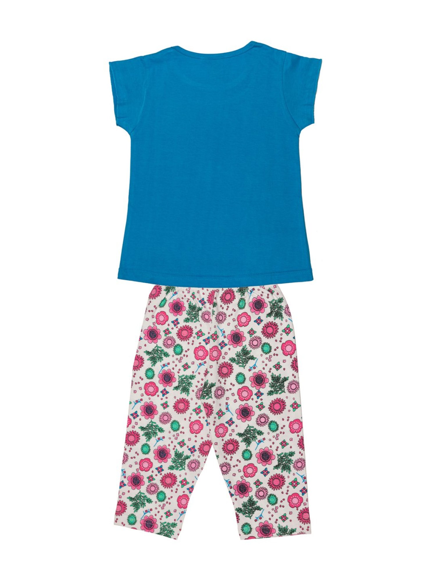 Todd N Teen Kids Blue Cotton Graphic Print T-Shirt & Pants