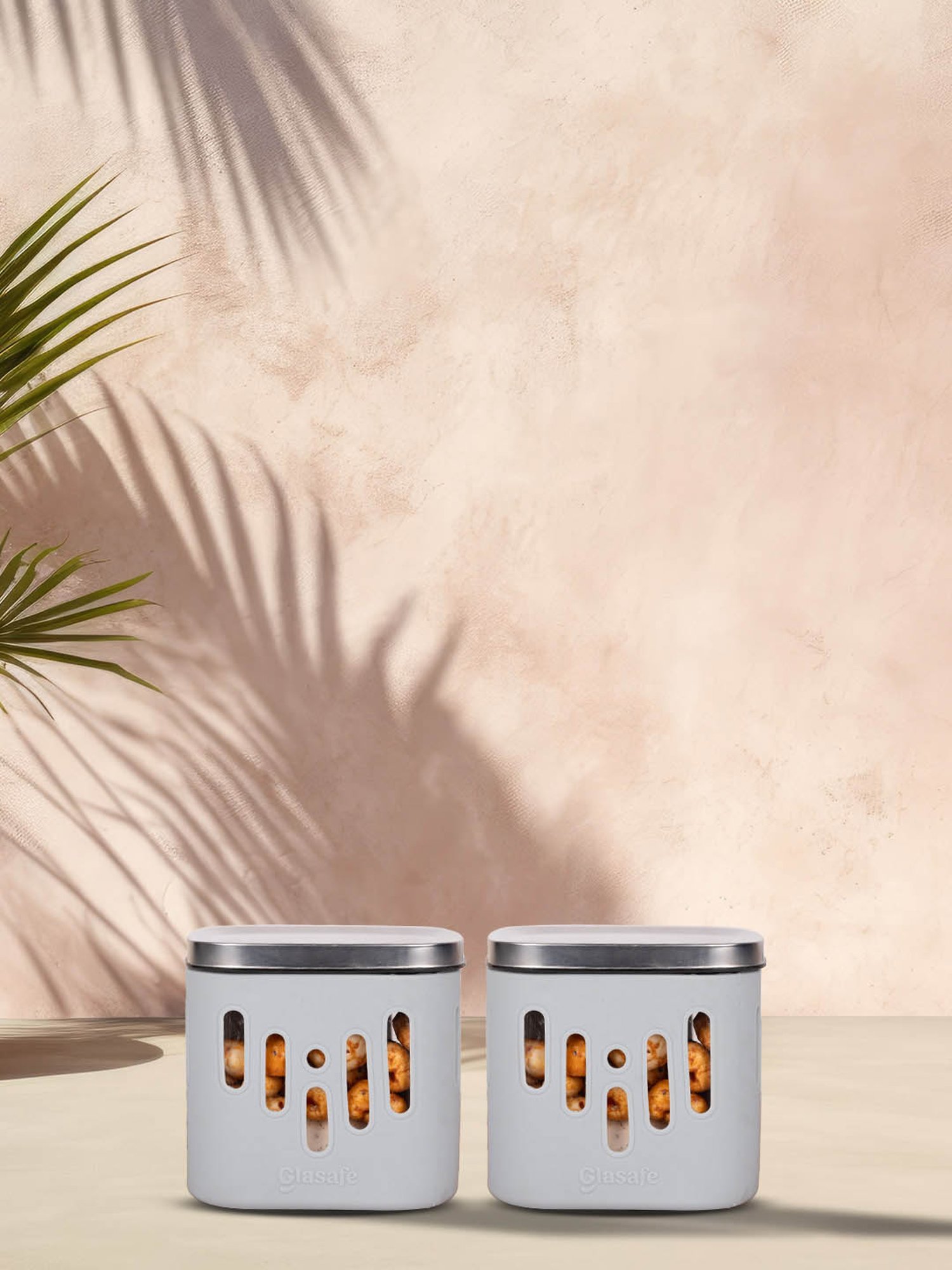 Glasafe 'O' Grip Slate Grey Borosilicate Containers - Set of 2 (600ml)