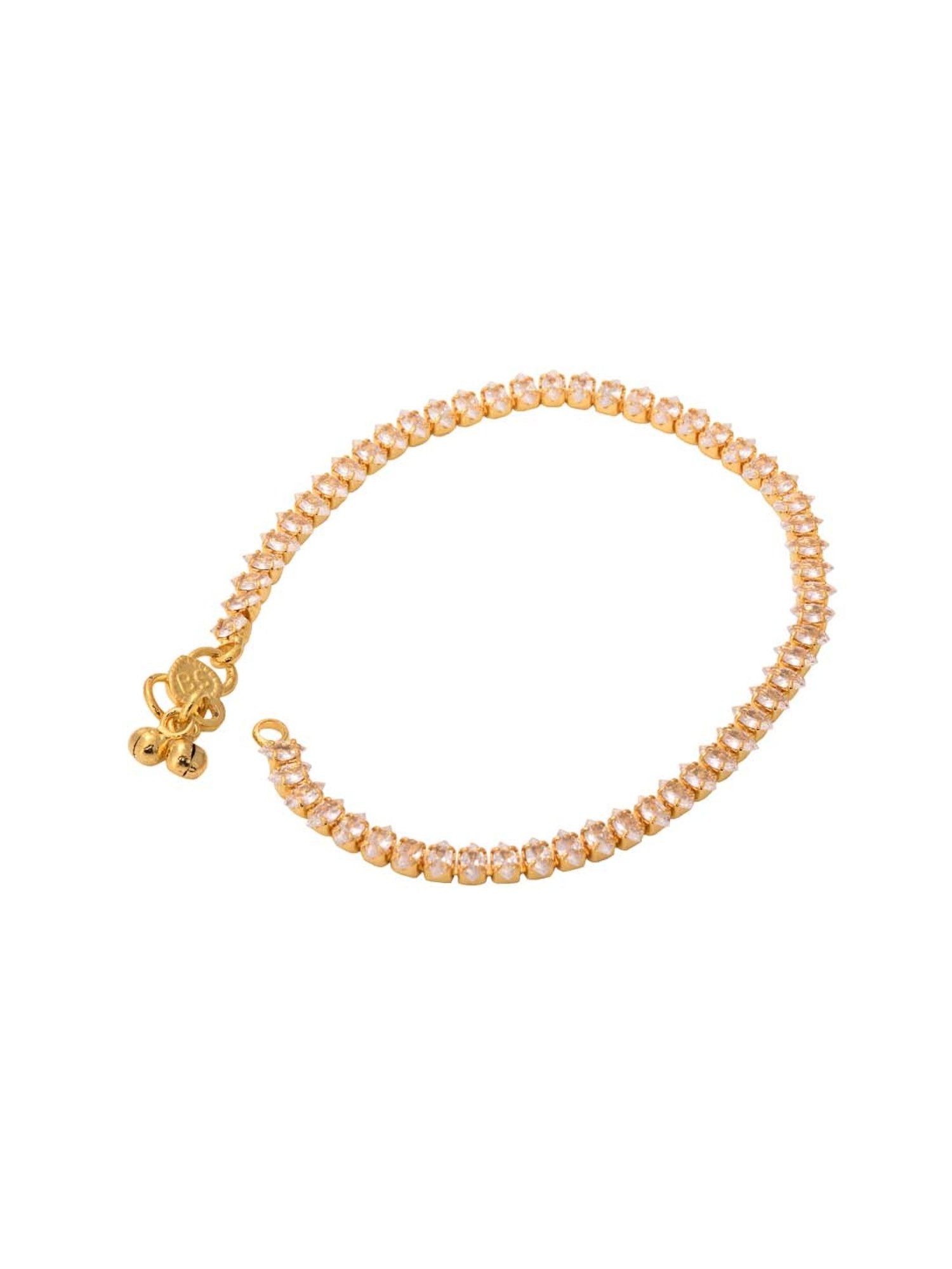 Saraf RS Jewellery Gold-Plated White AD Studded Modern Payal Anklets - Set of 2