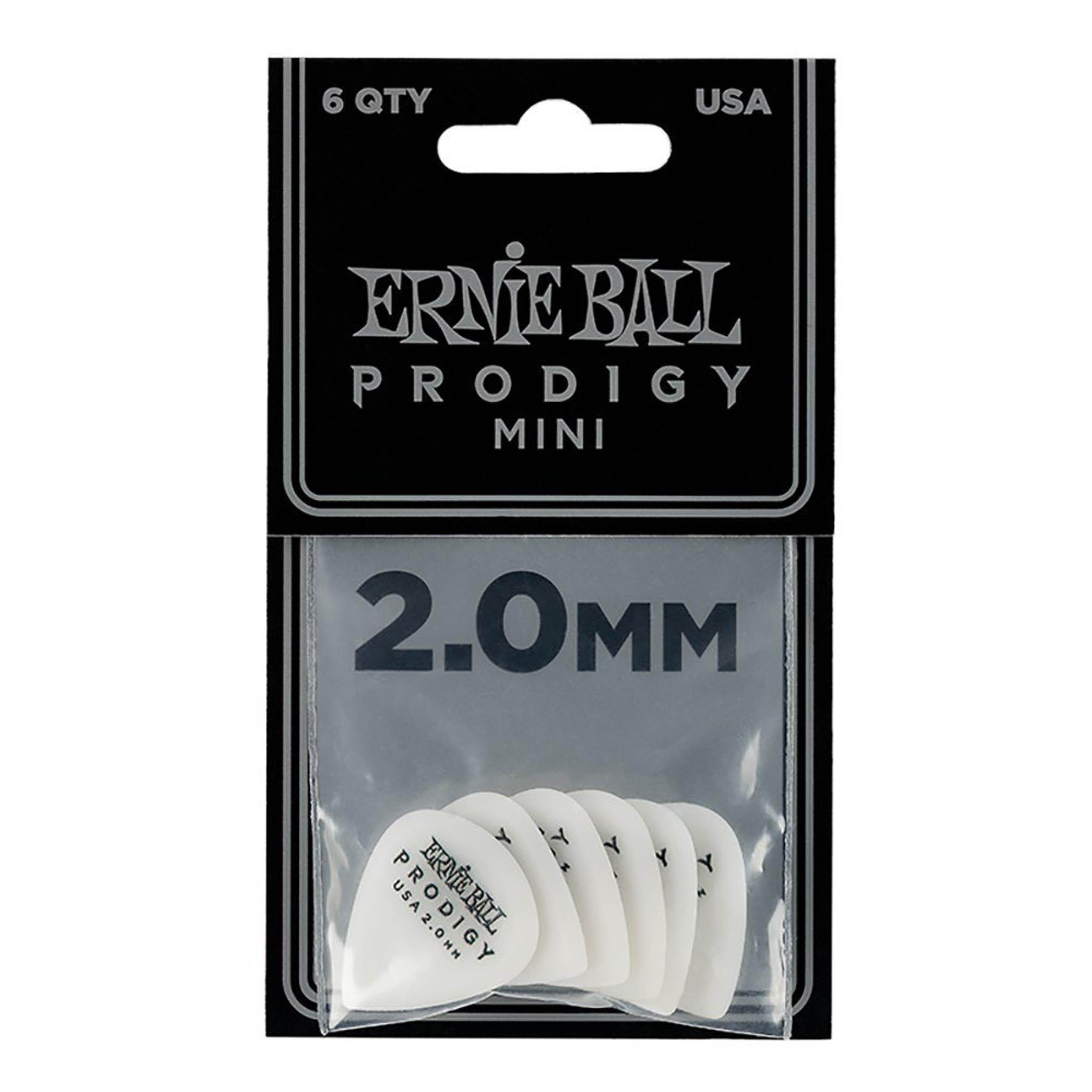 Ernie Ball 9203 Prodigy Picks, White Mini, 6 Pack, 2.0mm