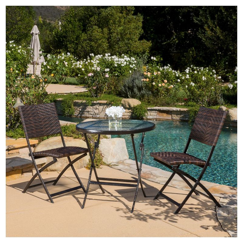 La Sola 3pc Metal Bistro Set - Black/Bronze - Christopher Knight Home