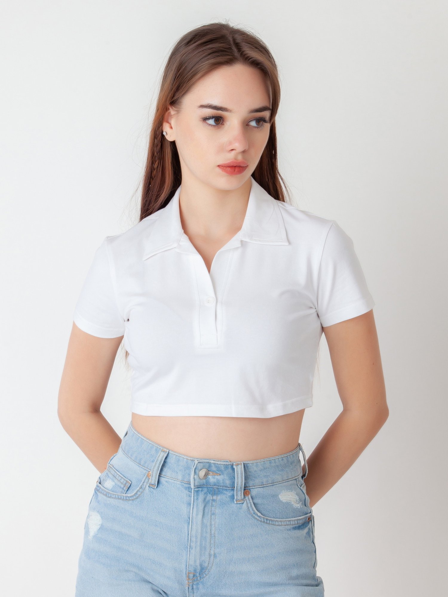 Zink London White Cotton Crop Top
