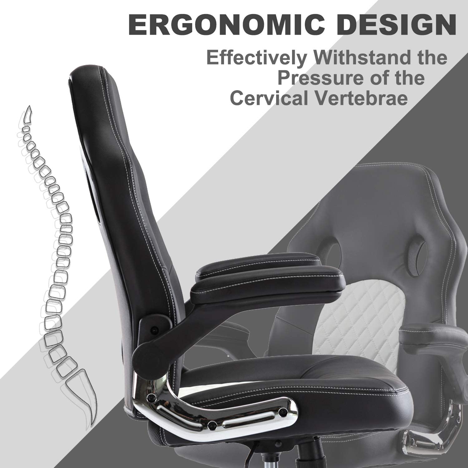 Gaming Chair, Racing Style Computer Desk Chair Padded Armrests Ergonomic Lumbar Support Adjustable Height