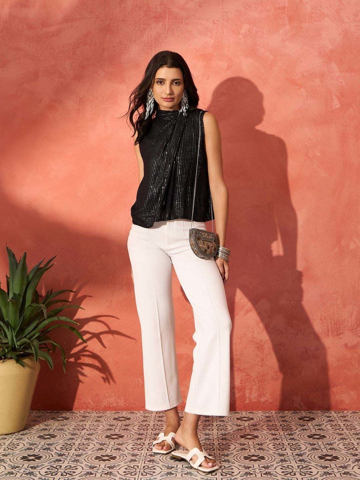 Inweave Black Embellished Top