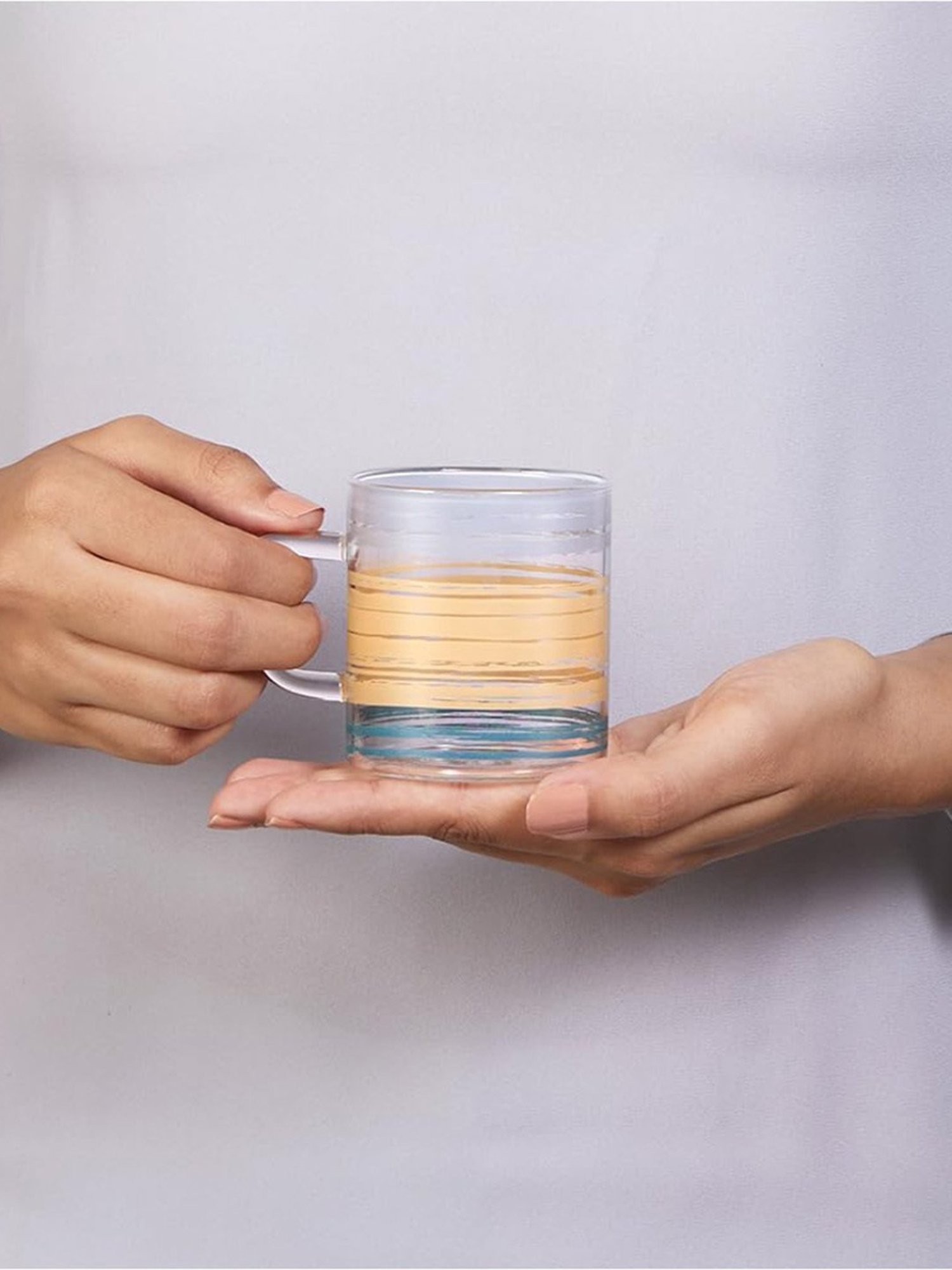 Borosil Transparent Glass Tea & Coffee Mug - Set of 6 (210 ml)