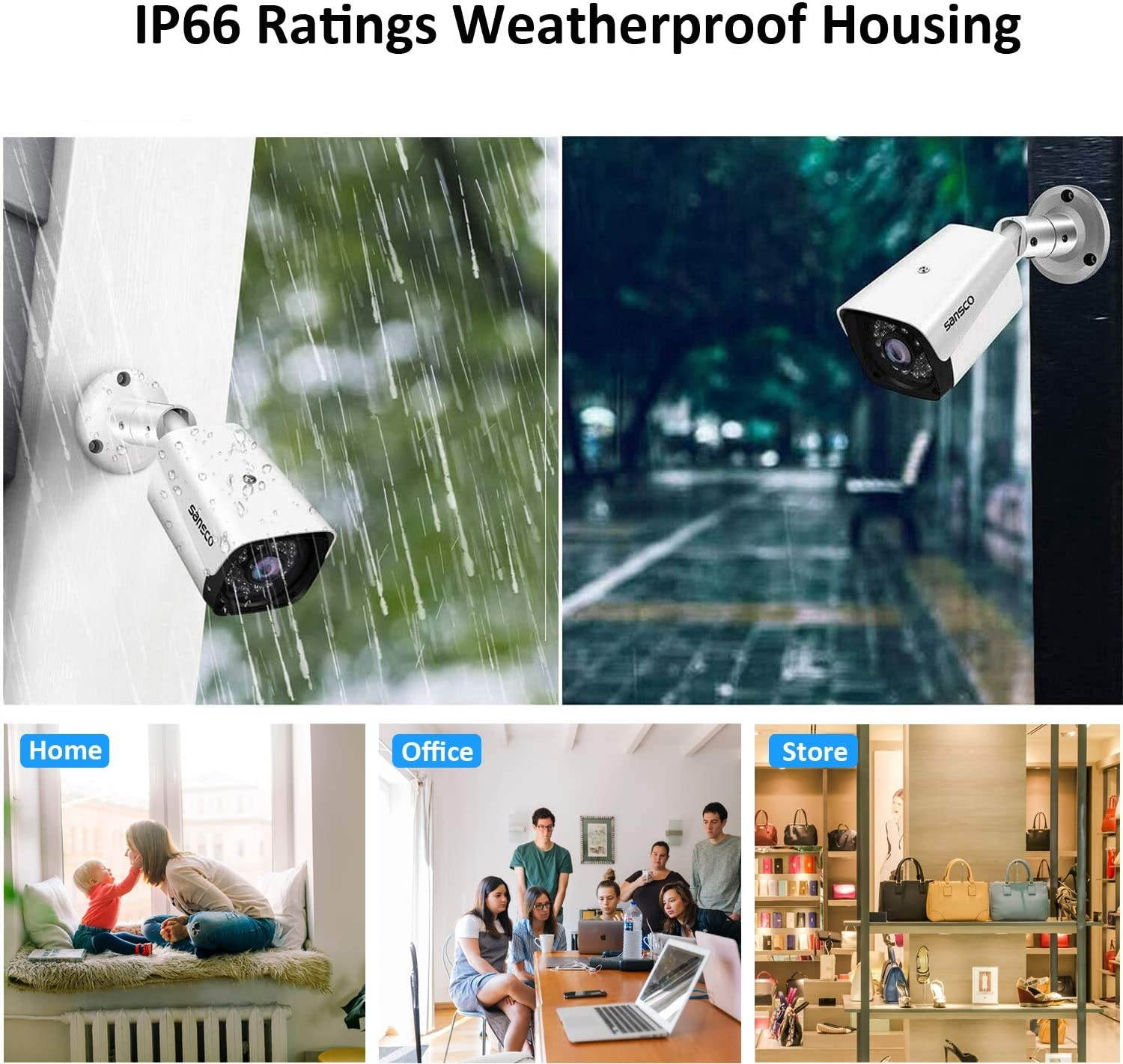 SANSCO 8CH 1080P Security Camera System with 1TB HDD for 24/7 Recording, 4pcs Wired Waterproof 2MP HD Outdoor Cameras, 8 Channel CCTV DVR, Night Vision, Motion and APP Push Alert, Easy Remote Access