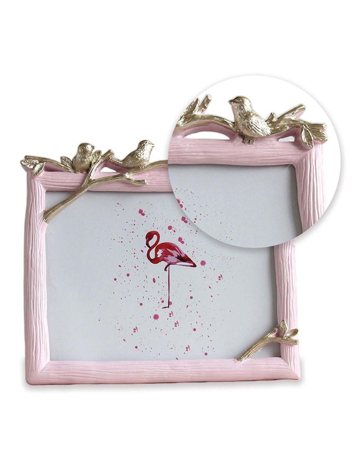 Art Street Pink Engineered Wood Three Little Birds For Wedding Creative Premium Square Photo Frame