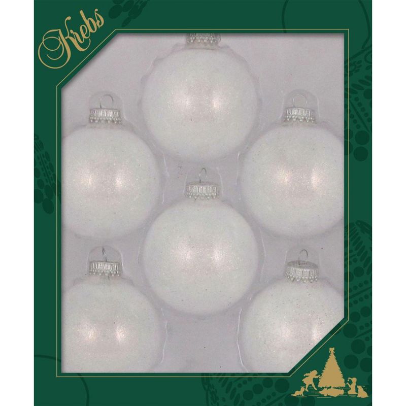 Christmas by Krebs 6ct Snow White Sparkle Glass Christmas Ball Ornaments 2.5" (67mm)