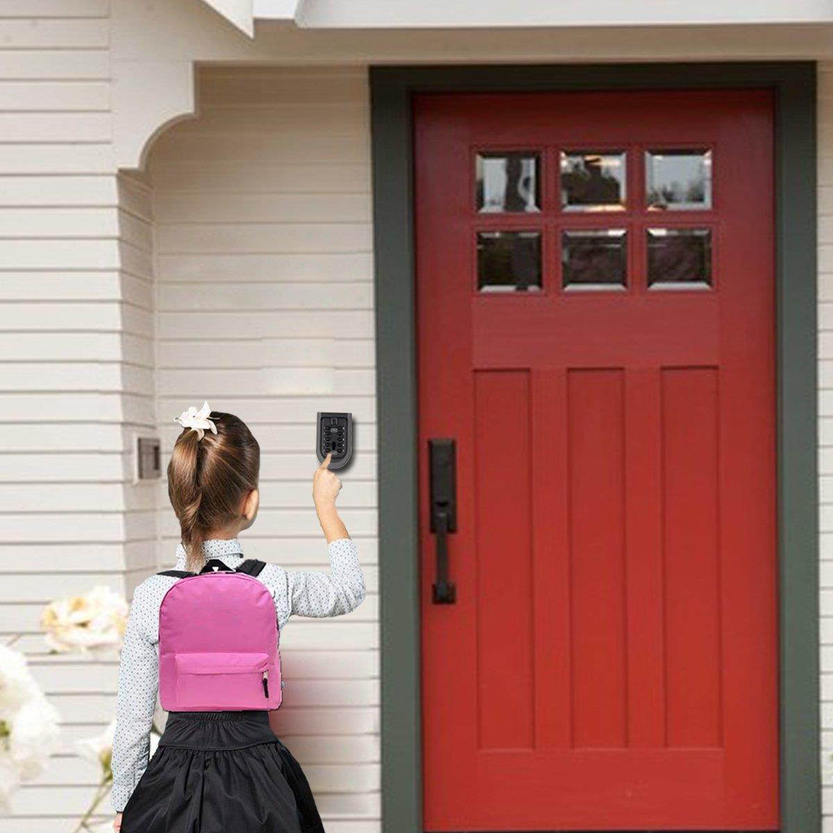 Key Safe Lock Box Outdoor Storage Box with Code Combination Password Security Lock Waterproof Wall Mount Push Button for Home Family Realtor 10-Digits