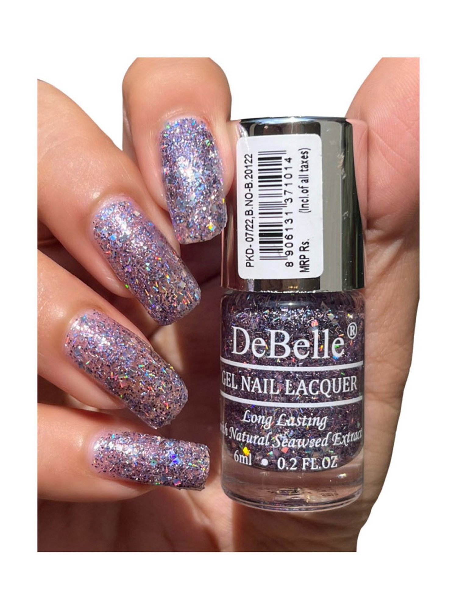 DeBelle Gel Nail Lacquer Tatiana Tassles (Clear Light Purple with Chunky Glitter) - 6 ml