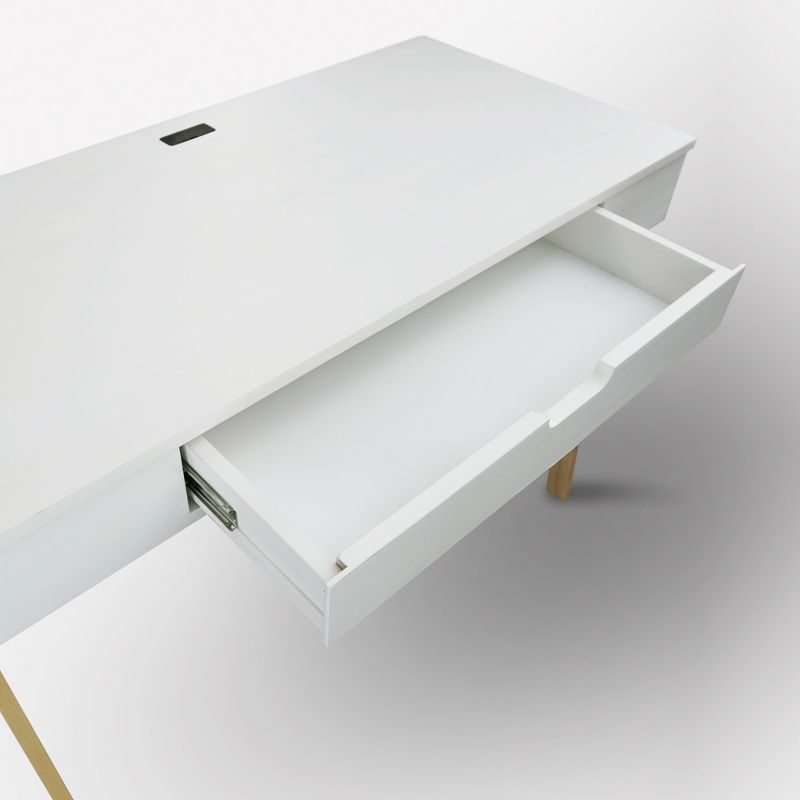 Neorustic Smart Desk with USB Ports White/Natural - Flora Home