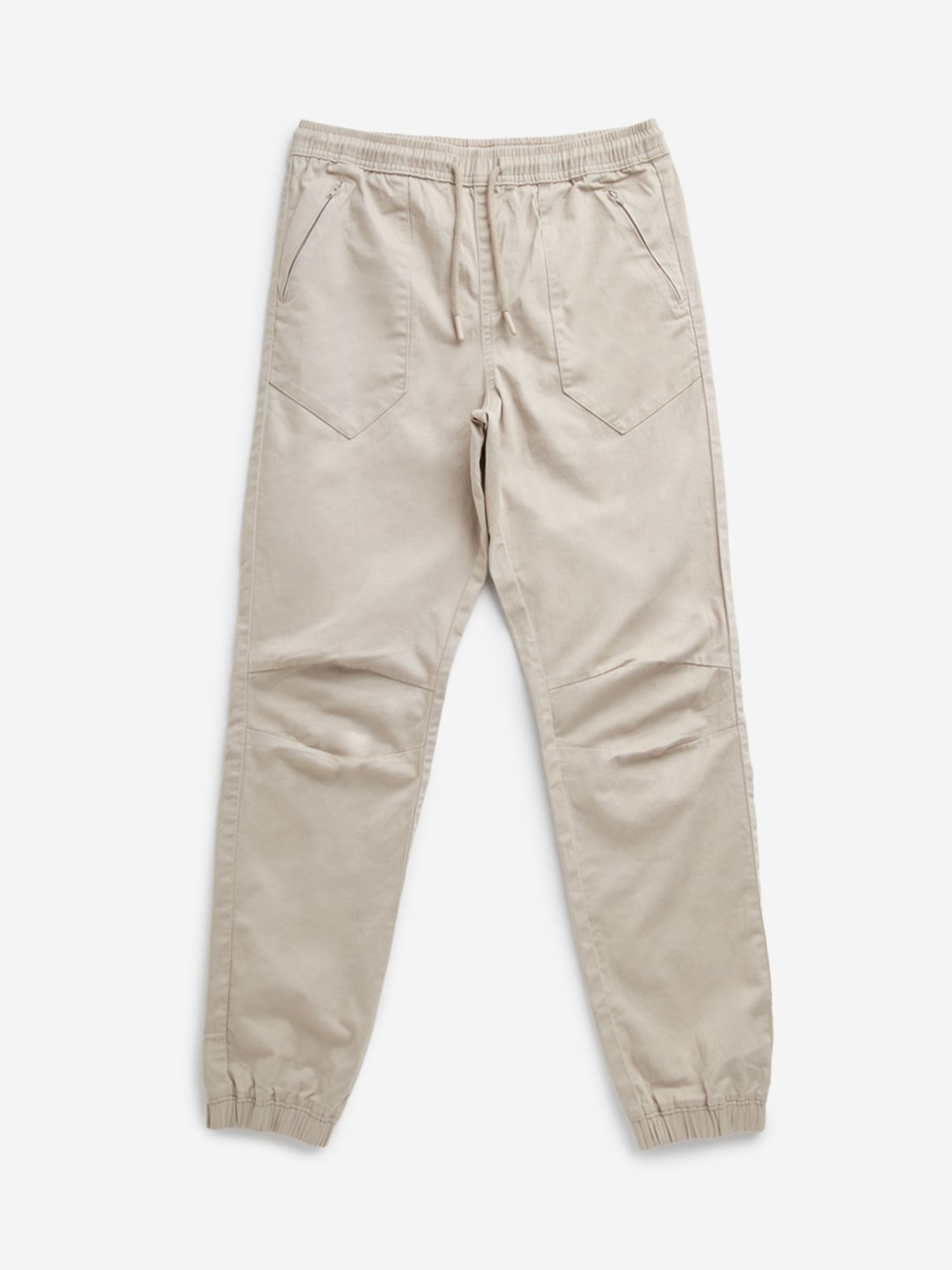 Y&F Kids by Westside Beige Mid-Rise Cotton Blend Joggers