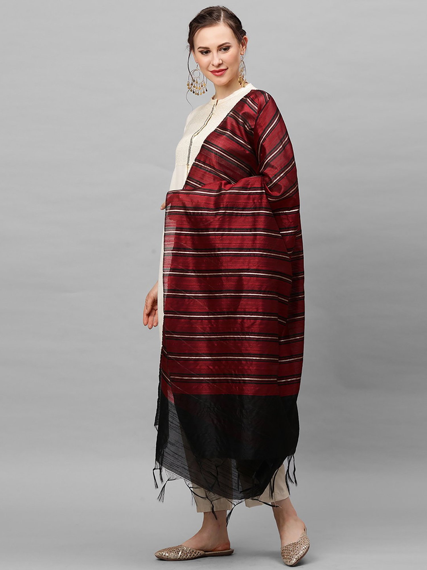 Indo Era Red & Black Dupatta