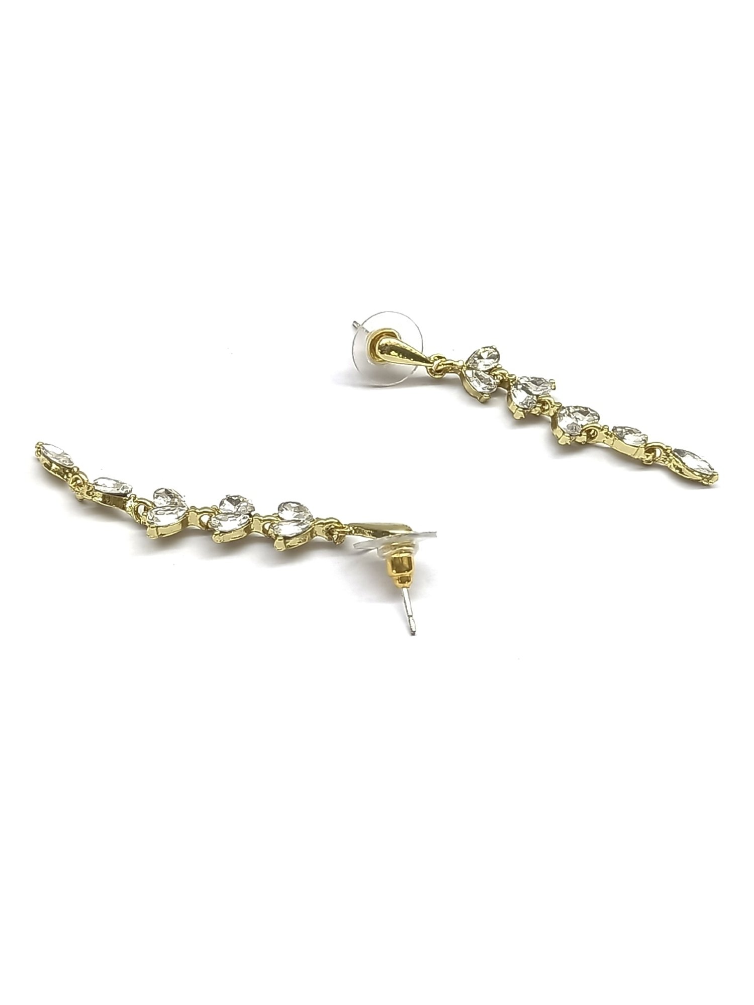 OOMPH Golden Tone Cubic Zirconia Leaf Shape Fashion Drop Earring for Women