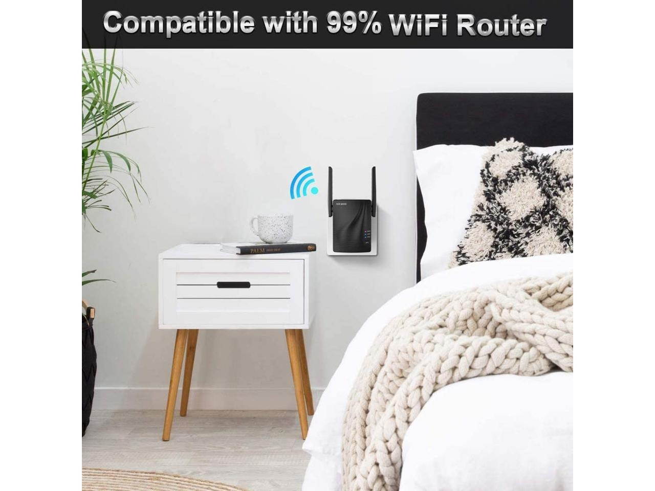 WiFi Range Extender - 750Mbps WiFi Repeater Wireless Signal Booster, 2.4 & 5GHz Dual Band WiFi Extender with Ethernet Port, 360 Degree Full Coverage WiFi Range Extender Repeater, Simple Setup