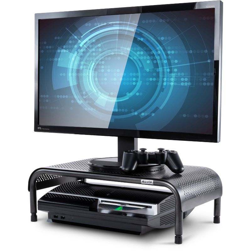 Allsop Metal Art Ergo3 Adjustable Monitor Stand - 35 lb Load Capacity - 8" Height x 18" Width x 10" Depth - Metal