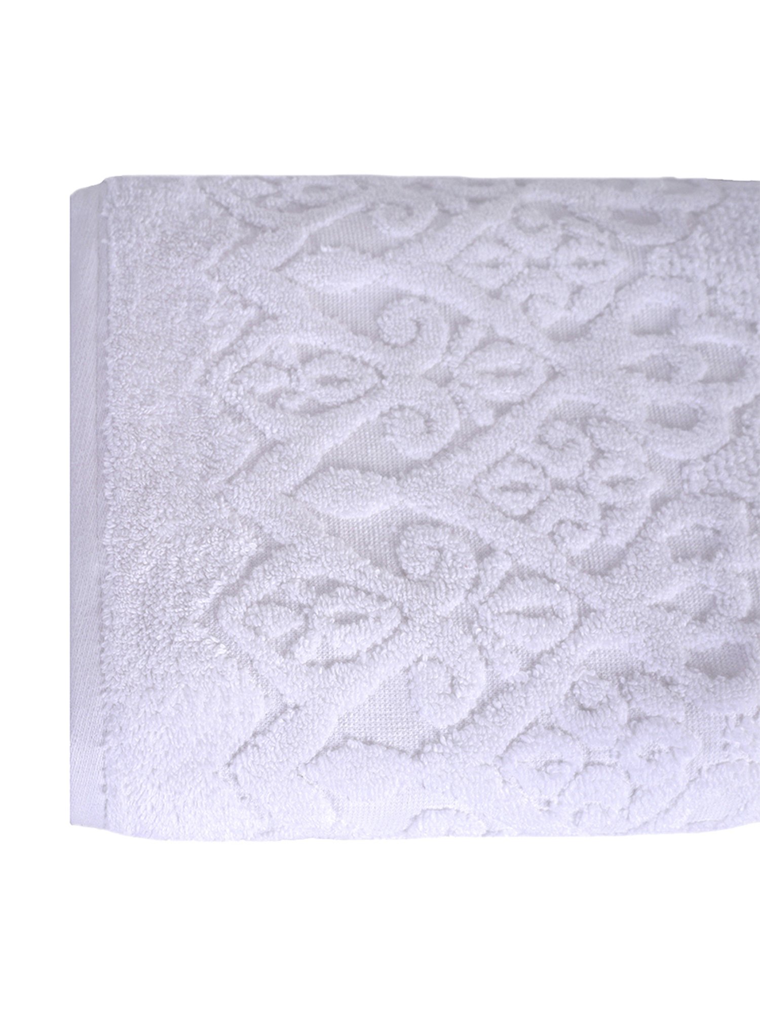Maspar White Self Design Pure Cotton 550 GSM Towels (Set Of 4)