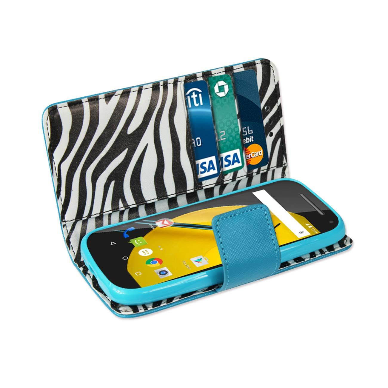 REIKO MOTOROLA MOTO E (2015) 3-IN-1 WALLET CASE IN BLUE