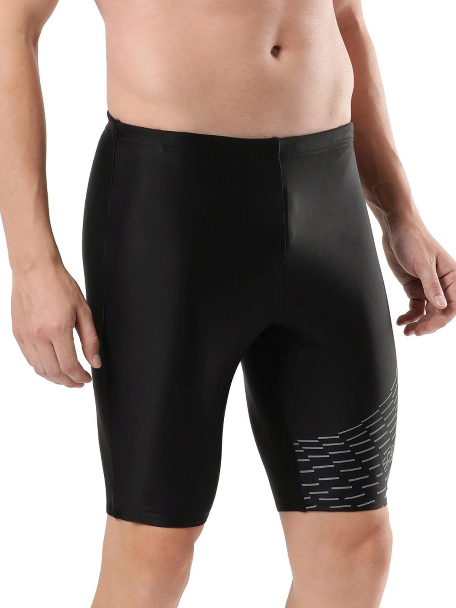 Speedo Mid Black Regular Fit Printed Swim Shorts