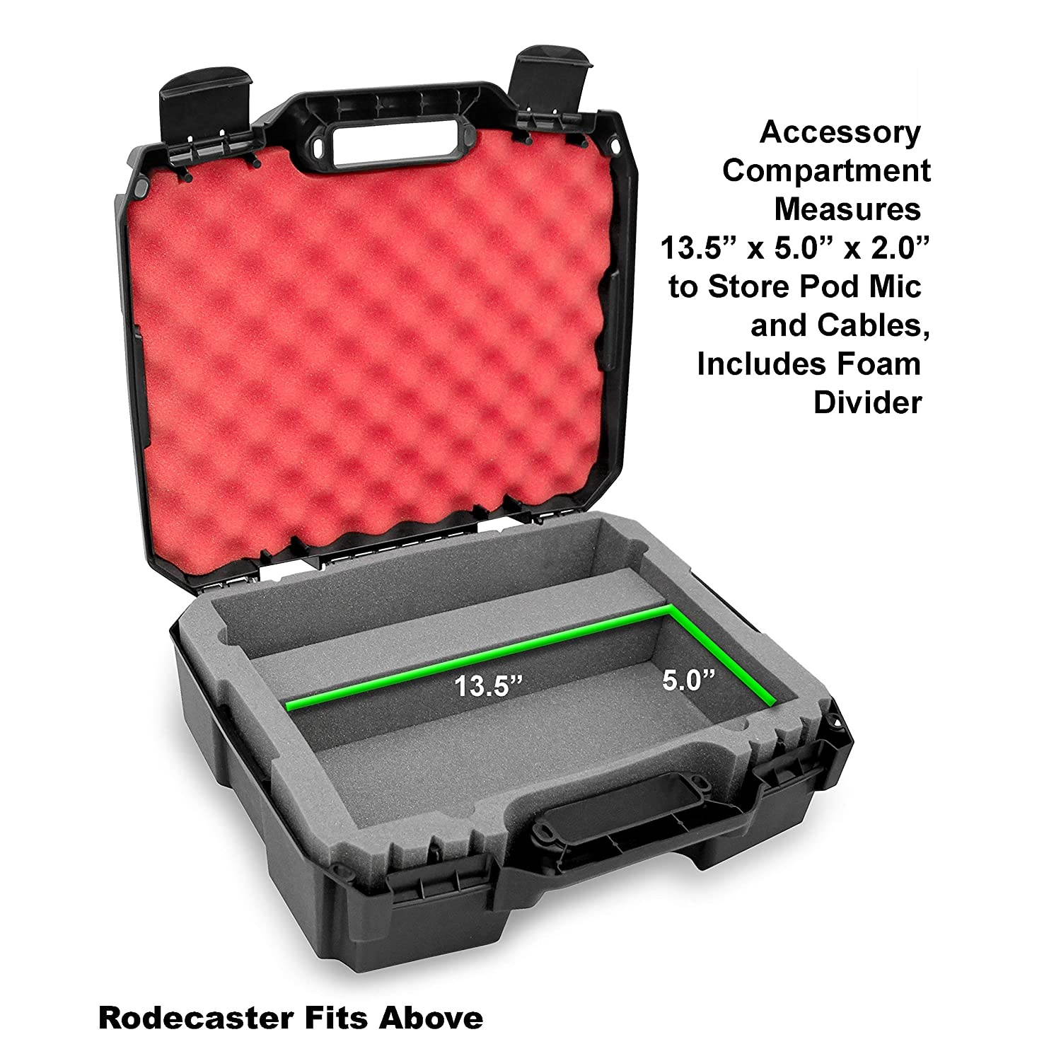 Casematix Studio Mixer Hard Case Fits Rode RODECaster Pro Podcast Production Studio Podcasting Microphone and Accessories, Red Padded Foam Protection