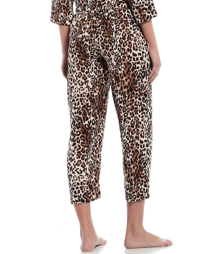 VAN WINKLE & CO. Leopard Print Satin Coordinating Sleep Pants