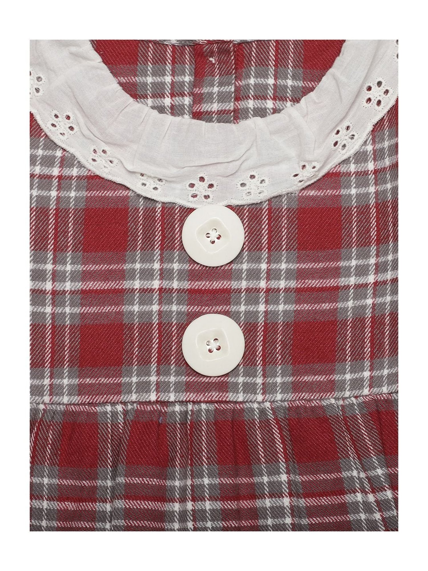 Nino Bambino Kids Red Organic Cotton Plaid Pattern Dress