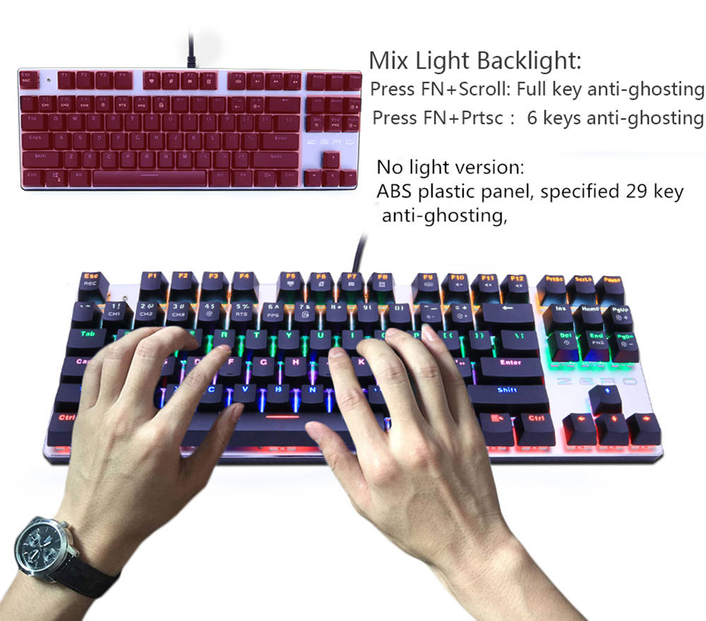 mokgezltd Mechanical Keyboard 87 keys Blue Switch Gaming Keyboards for Tablet Desktop sticker