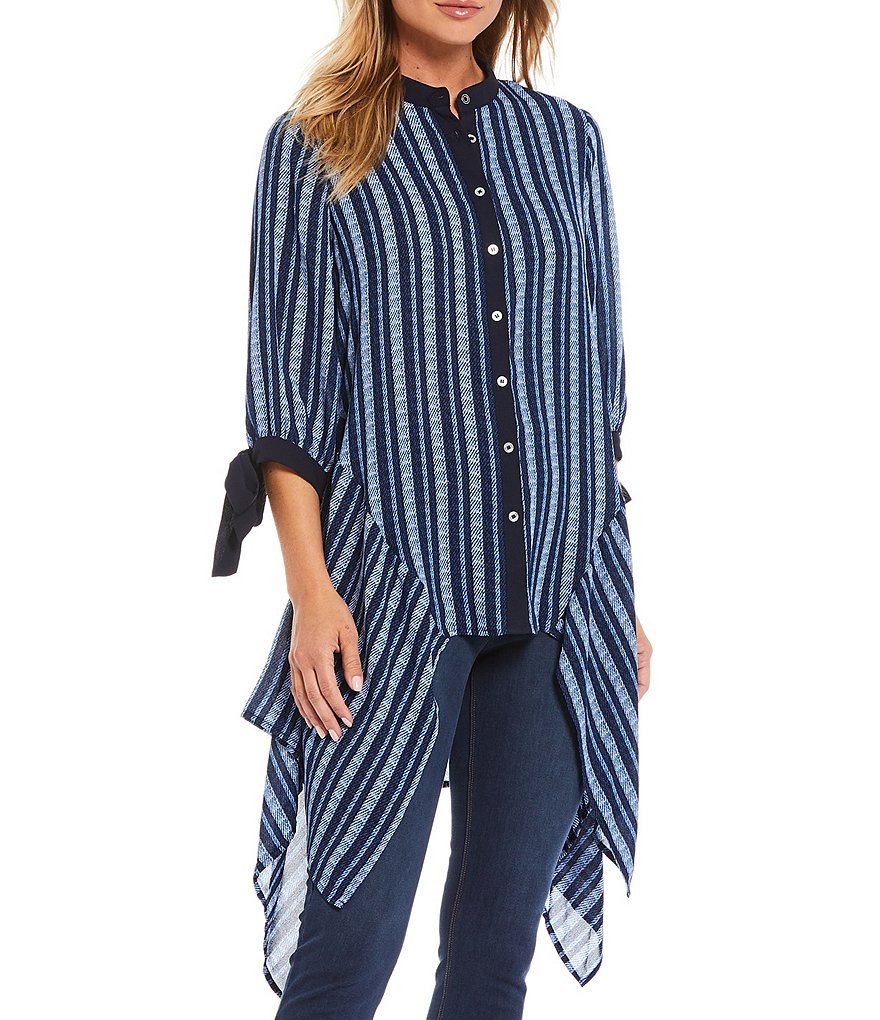 Eva Varro Animal Print Knit Jersey 3/4 Slit Sleeve Tunic