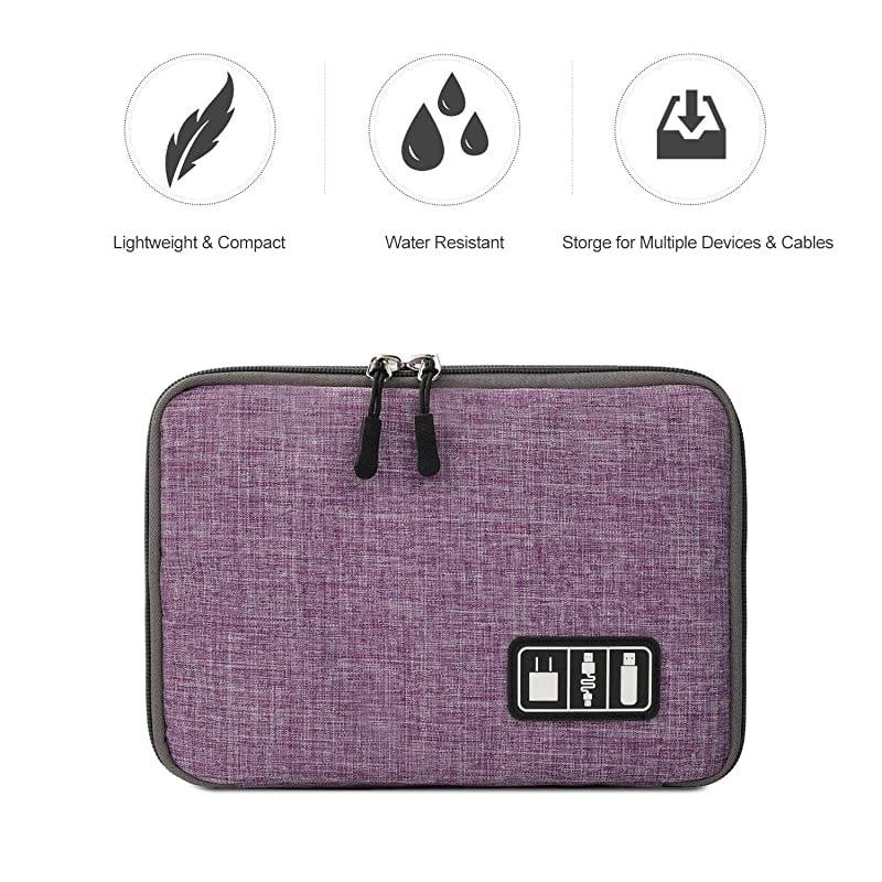 Electronics Organizer  Electronic Accessories Cable Organizer Bag Waterproof Travel Cable Storage Bag for Charging Cable Cellphone Mini Tablet Up to 79 and MorePurple and Gray