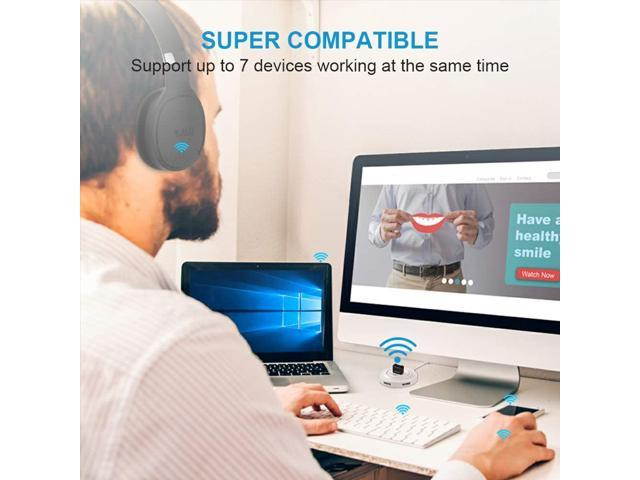 USB Bluetooth 5.0 Adapter for PC Win10/8.1/8/7/XP/Vista, Bluetooth Dongle Receiver/Transmitter Support Multiple Device Connections: Headset, Mouse, Keyboard, Printer, Speaker