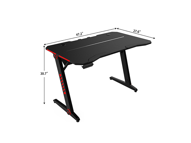 Gaming Desk Plus Z-Shaped Computer Desk Gamer Workstation Home Office PC Computer Gamer Desks RGB LED Lights with Headphone Hook,GT29