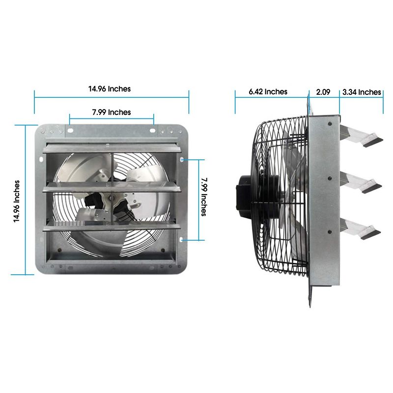 VieAir 12 Inch Exhaust Ventilation Fan with Shutters