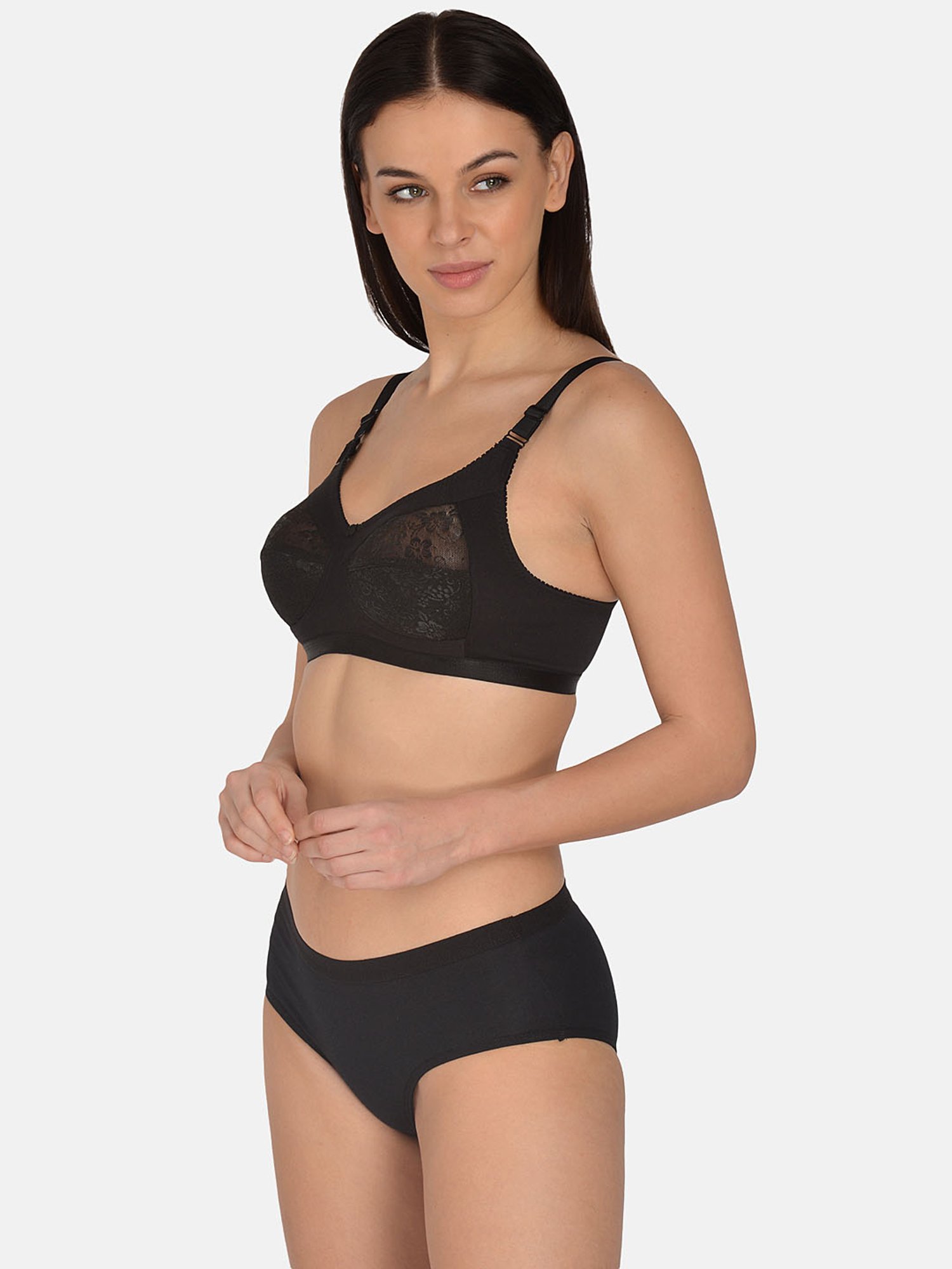 Mod & Shy Black Lace Bra & Panty Set