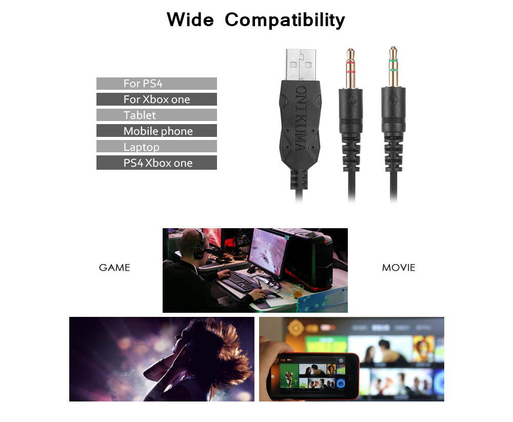 ONIKUMA M190 Gaming Headset, Computer Esports Gaming Headset Head-Mounted Anti-Noise Subwoofer Headphones for PS4, PC, Xbox One Controller