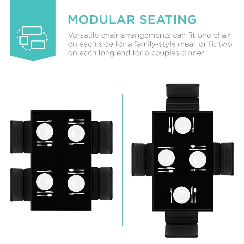 Best Choice Products 5-Piece Kitchen Dining Table Set w/ Glass Table Top, 4 Faux Leather Chairs - Black