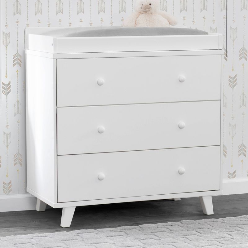 Delta Children Ava 3-Drawer Dresser with Changing Top - White
