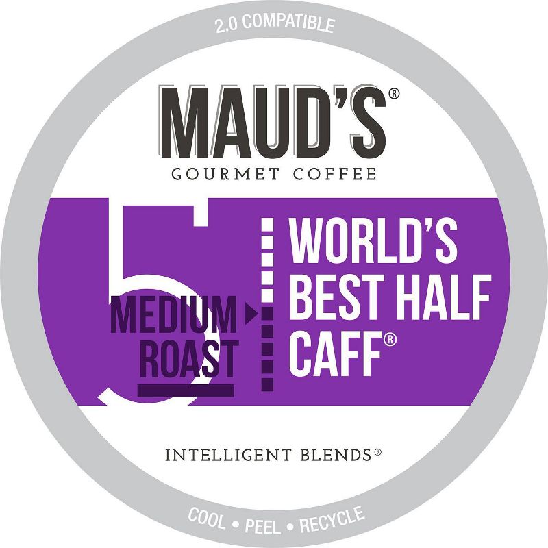Maud's Half Caff Coffee (World's Best Half Caff), Recyclable Half Caff Coffee Pods – 100% Arabica Coffee California Roasted - 100ct