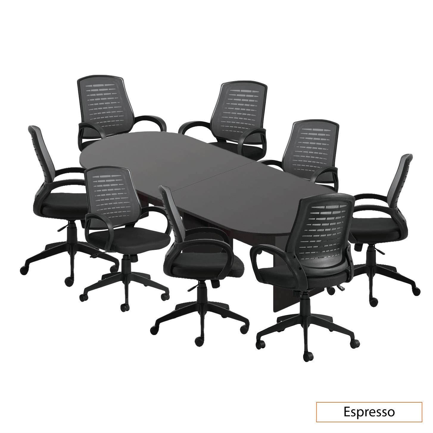 GOF 10FT Conference Table (Espresso) Set with Multifunctional Ergonomic Conference Task Chair (8XG10902B)