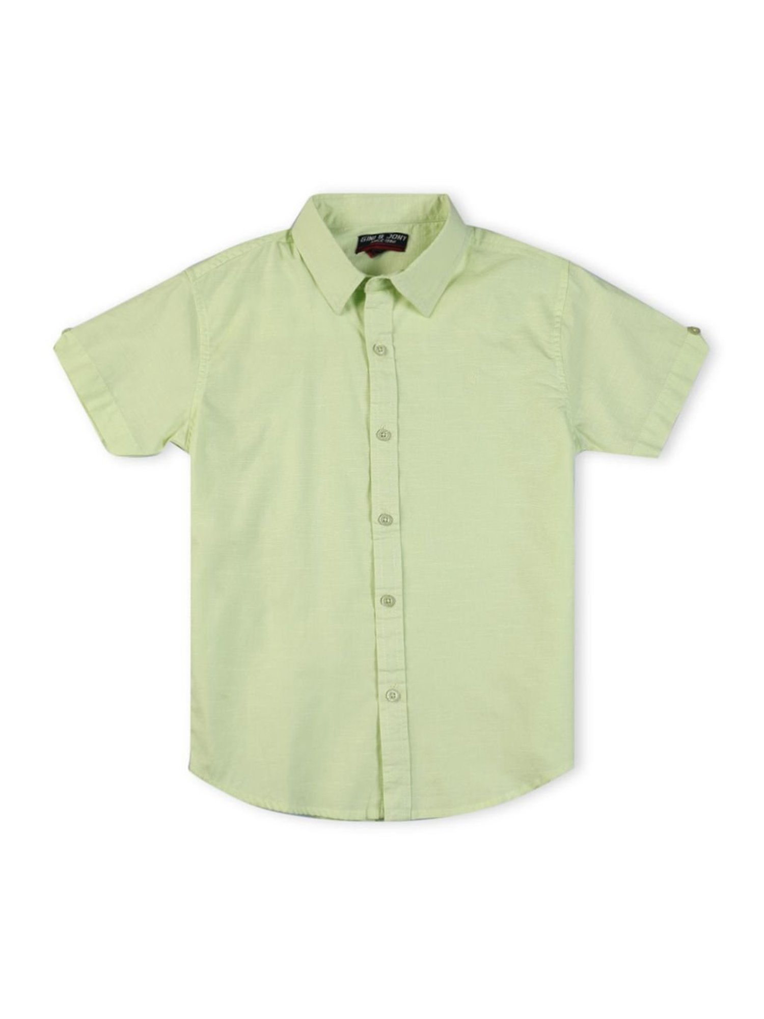 Gini & Jony Kids Green Cotton Regular Fit Shirt