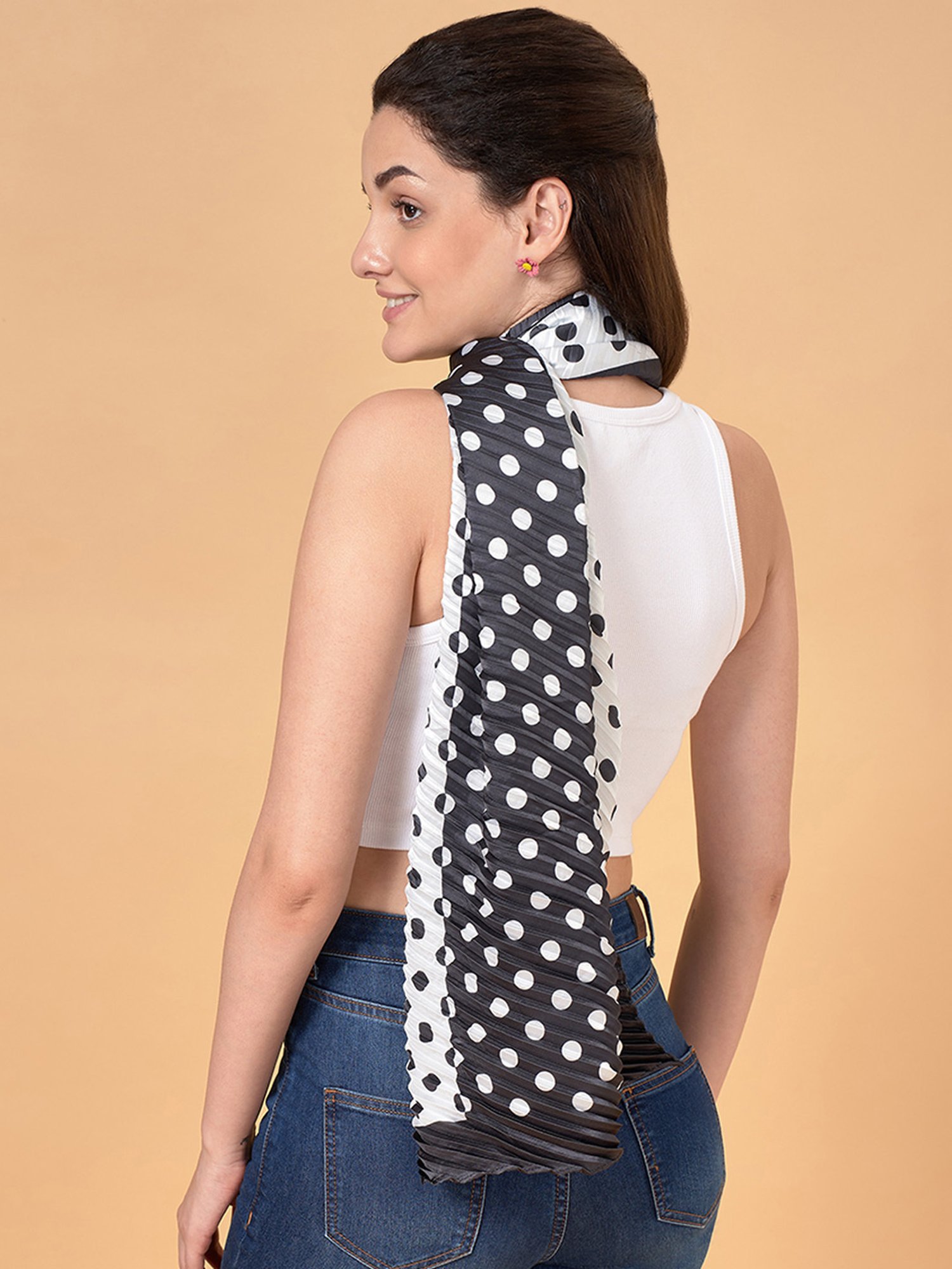 Honey by Pantaloons Black & White Printed Scarf