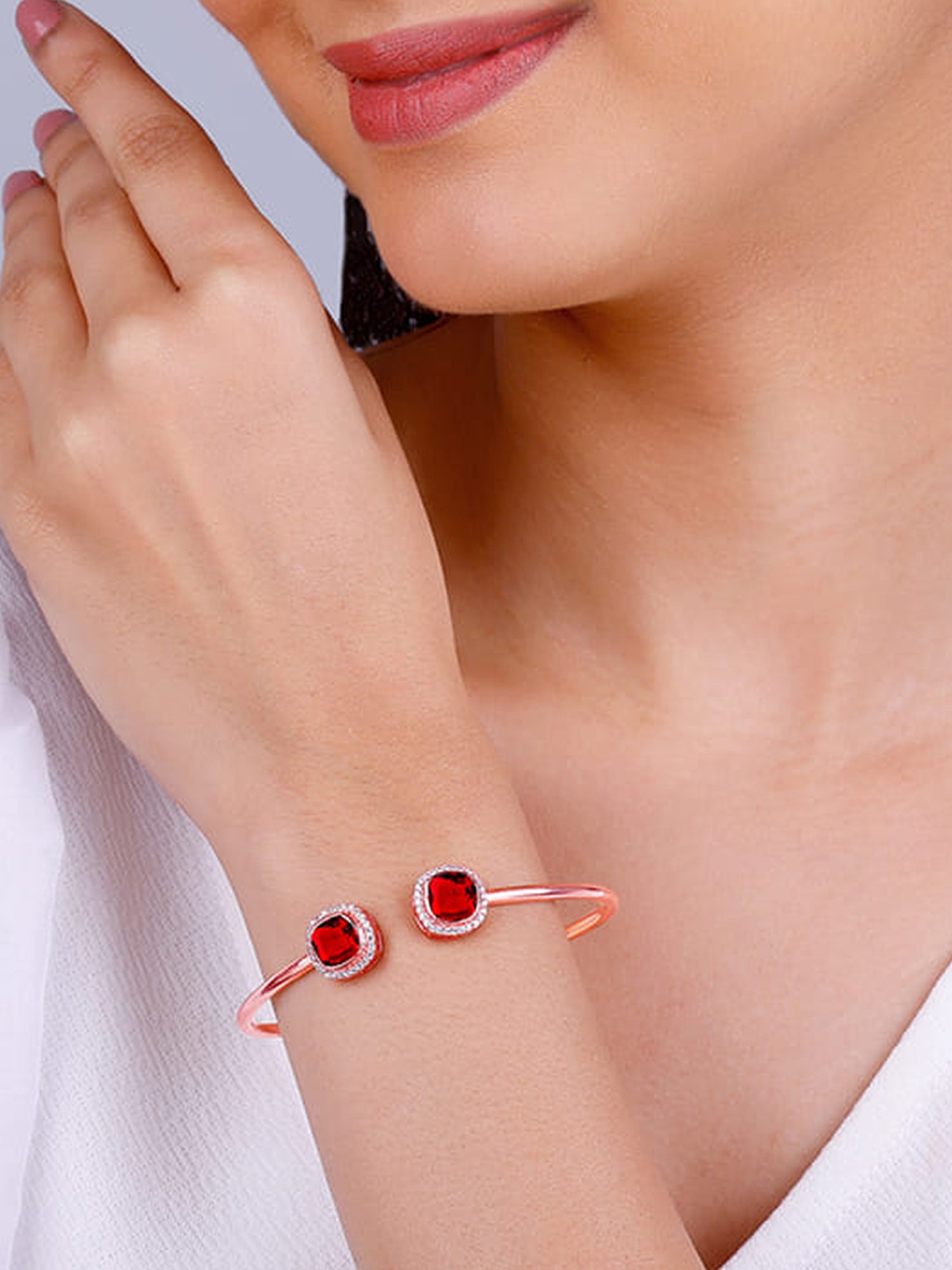 GIVA 925 Silver Rose Gold Love Connect Cuff Bracelet for Women & Girls