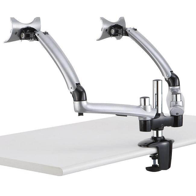 Cotytech Dual Apple Desk Mount Spring Arm Clamp Base - Silver DM-GS2A