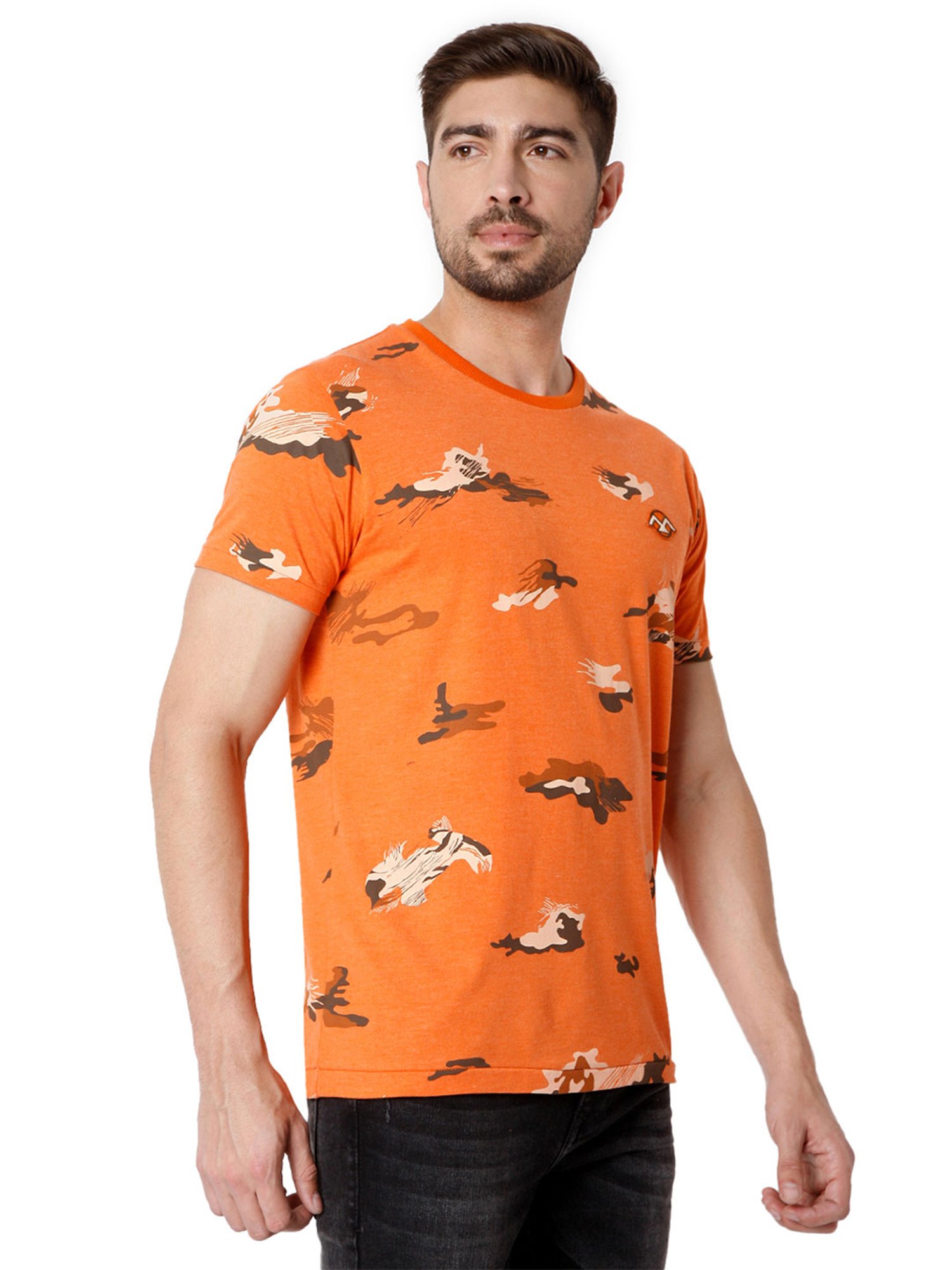 Mufti Orange Printed T-Shirt