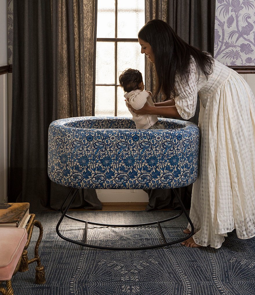 Aristot Pink & Rose Upholstered Bassinet + Rocking Dondolo Bassinet Base