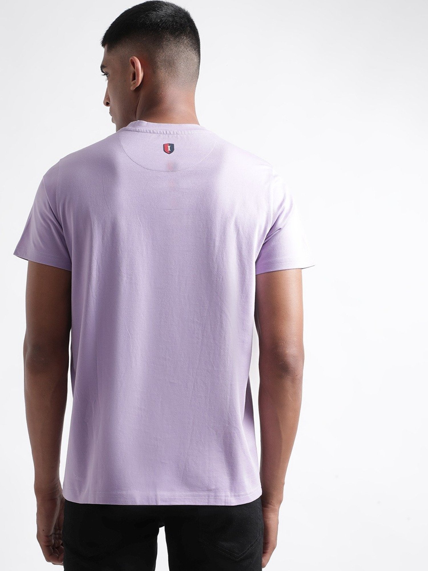 Iconic Lilac Cotton Regular Fit Printed T-Shirt