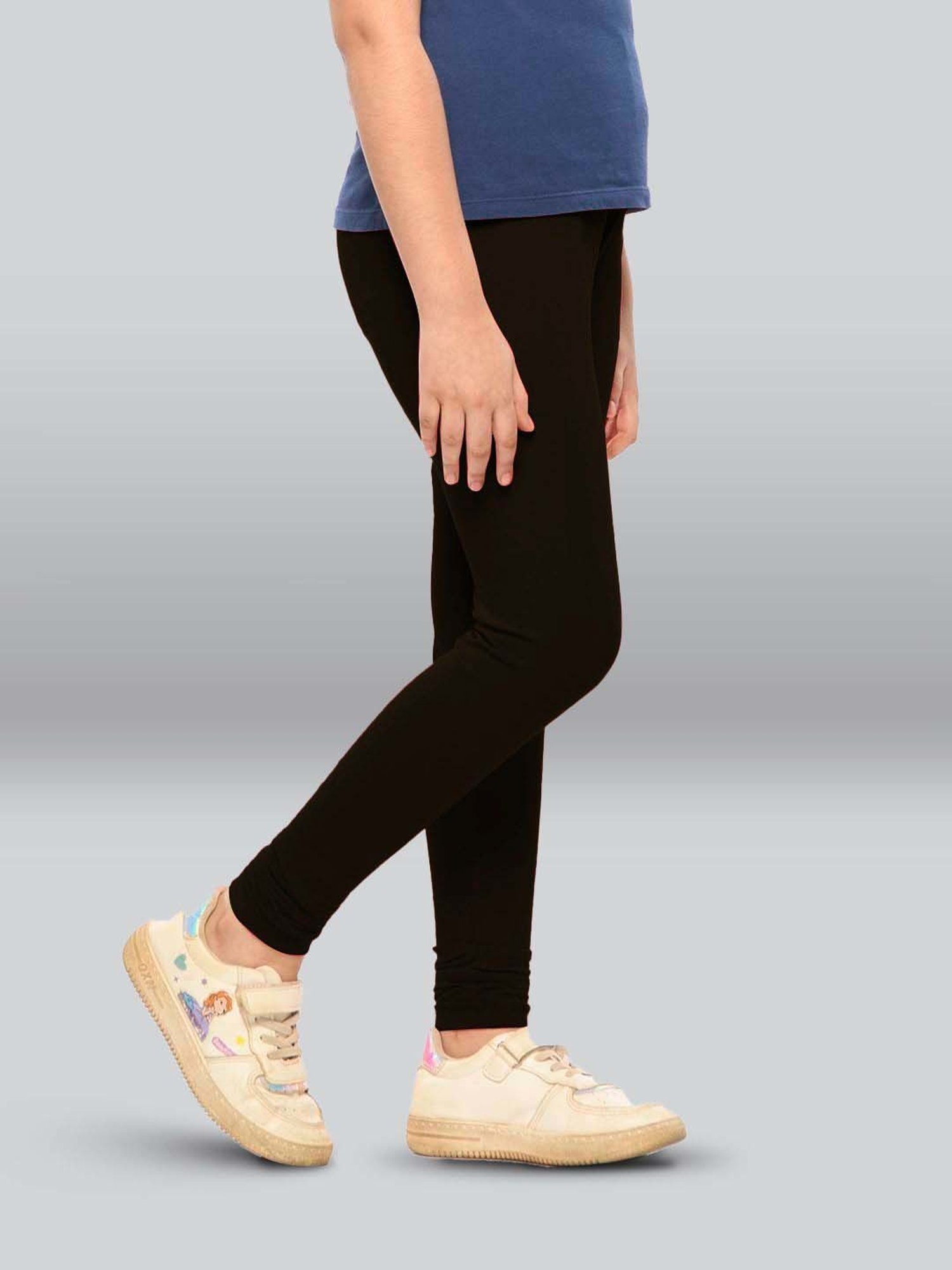 Jockey Kids White & Black Cotton Striped Leggings