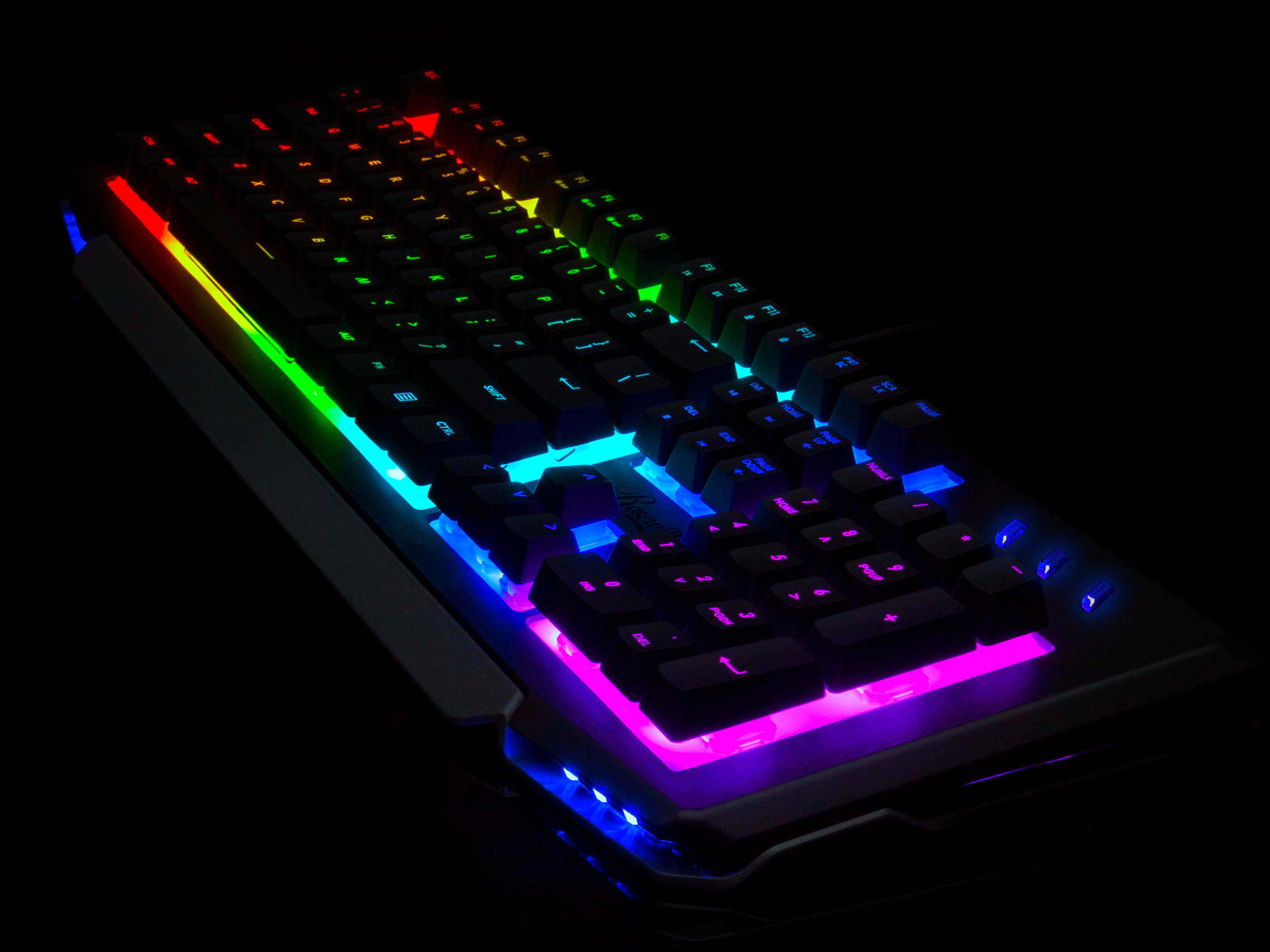Rosewill NEON K42 RGB Membrane Mechanical Gaming Keyboard, 26-Key Anti-Ghosting, 6 Multimedia Hotkeys, 8 LED Backlit Modes