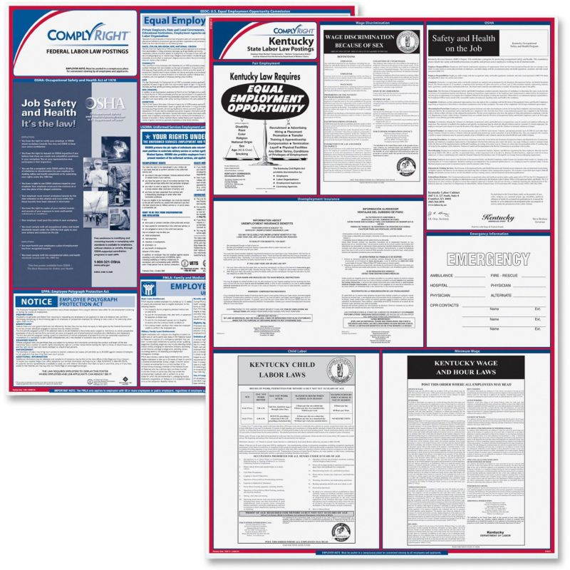 ComplyRight Fed/State Kentucky Compliance Labor Law Poster Kit, Laminated, 24" x 37" - 1 set per pack