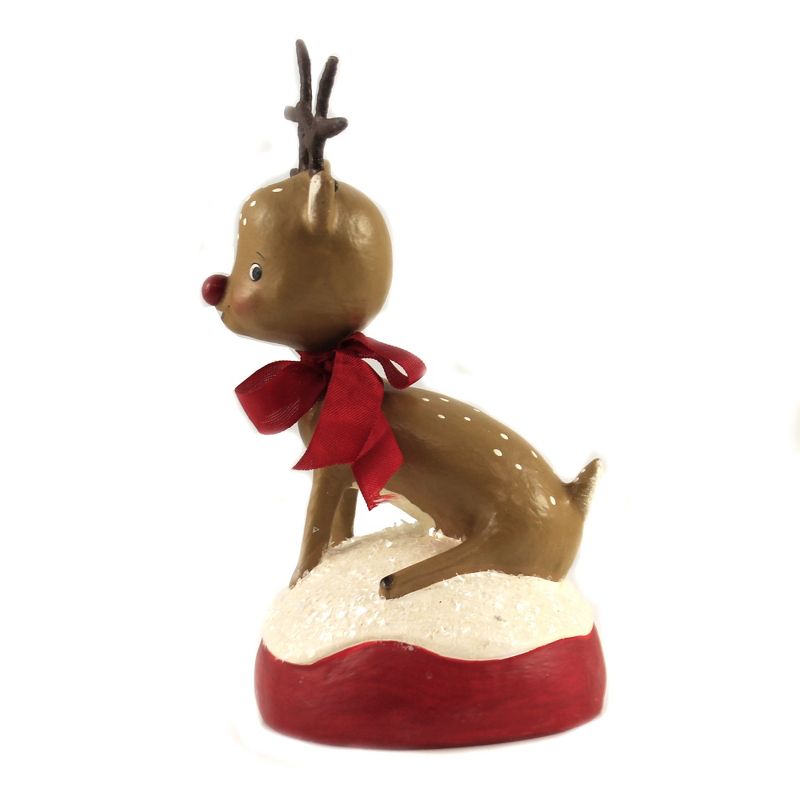 Christmas 7.25" Little Red Nosed Reindeer Antlers Jingle Bell  -  Decorative Figurines