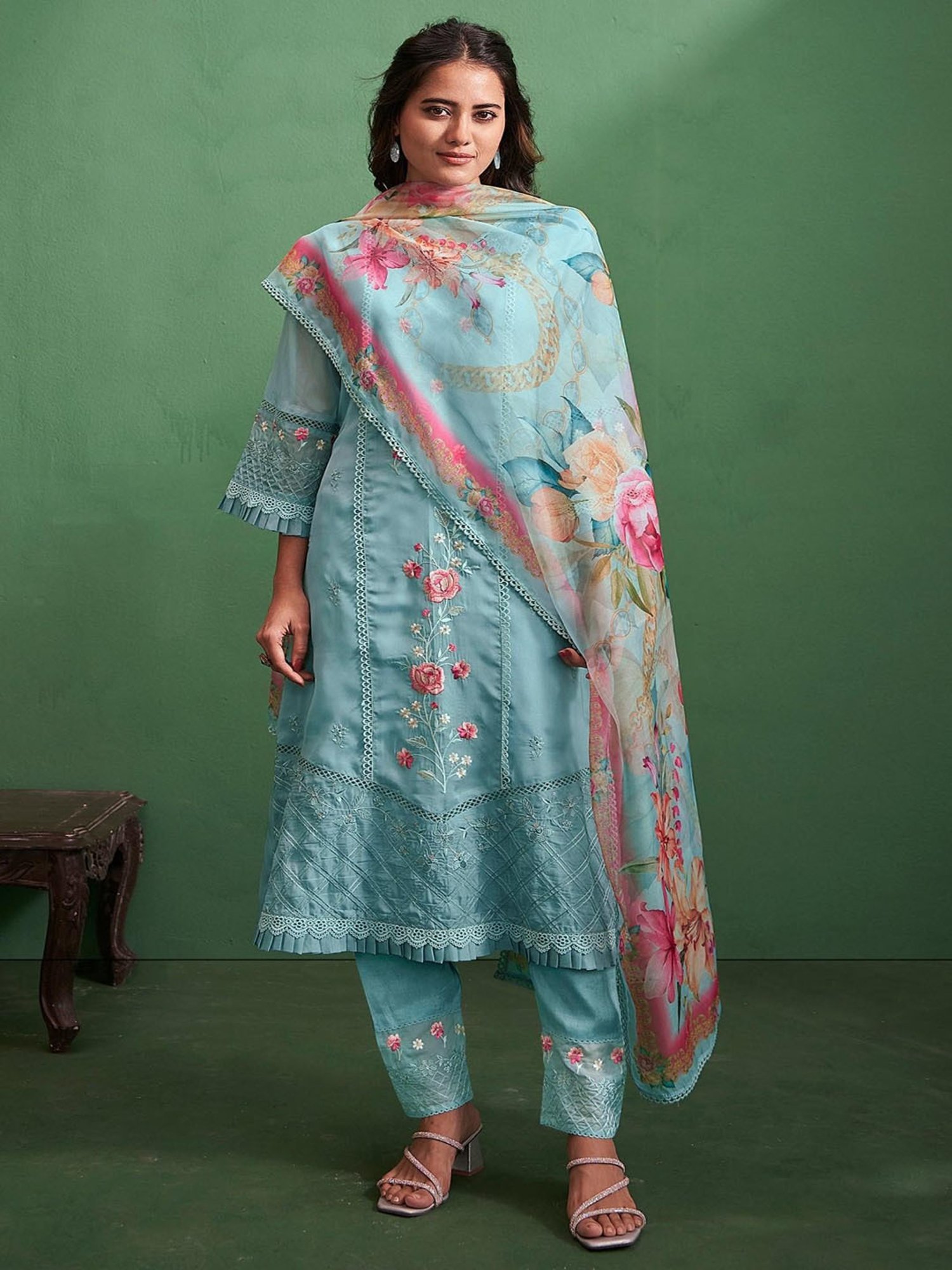 Autumnlane Disha Softblue Embroidered Pakistani Suit Set